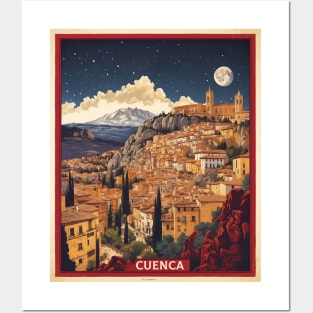 Cuenca Spain Starry Night Travel Tourism Retro Vintage Posters and Art